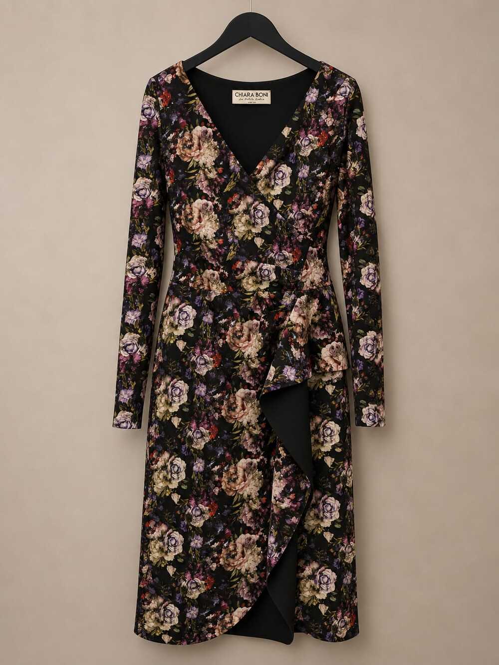 Chiara Boni black floral long sleeve dress